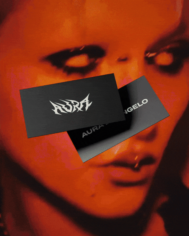 GIF style slideshow of stylized images showcasing the world of AURA BY ANGELO with a gift card overlaying the images that says AURA BY ANGELO and Logo. 